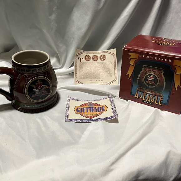 Budweiser A & Eagle Stein 1930 edition-Fourth in Series _#22574 stamped in gold - Picture 4 of 5